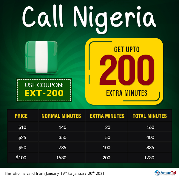 AmanTel - How to Call Nigeria from USA / Canada?