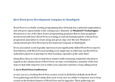 Best Word press Development Company in Chandigarh