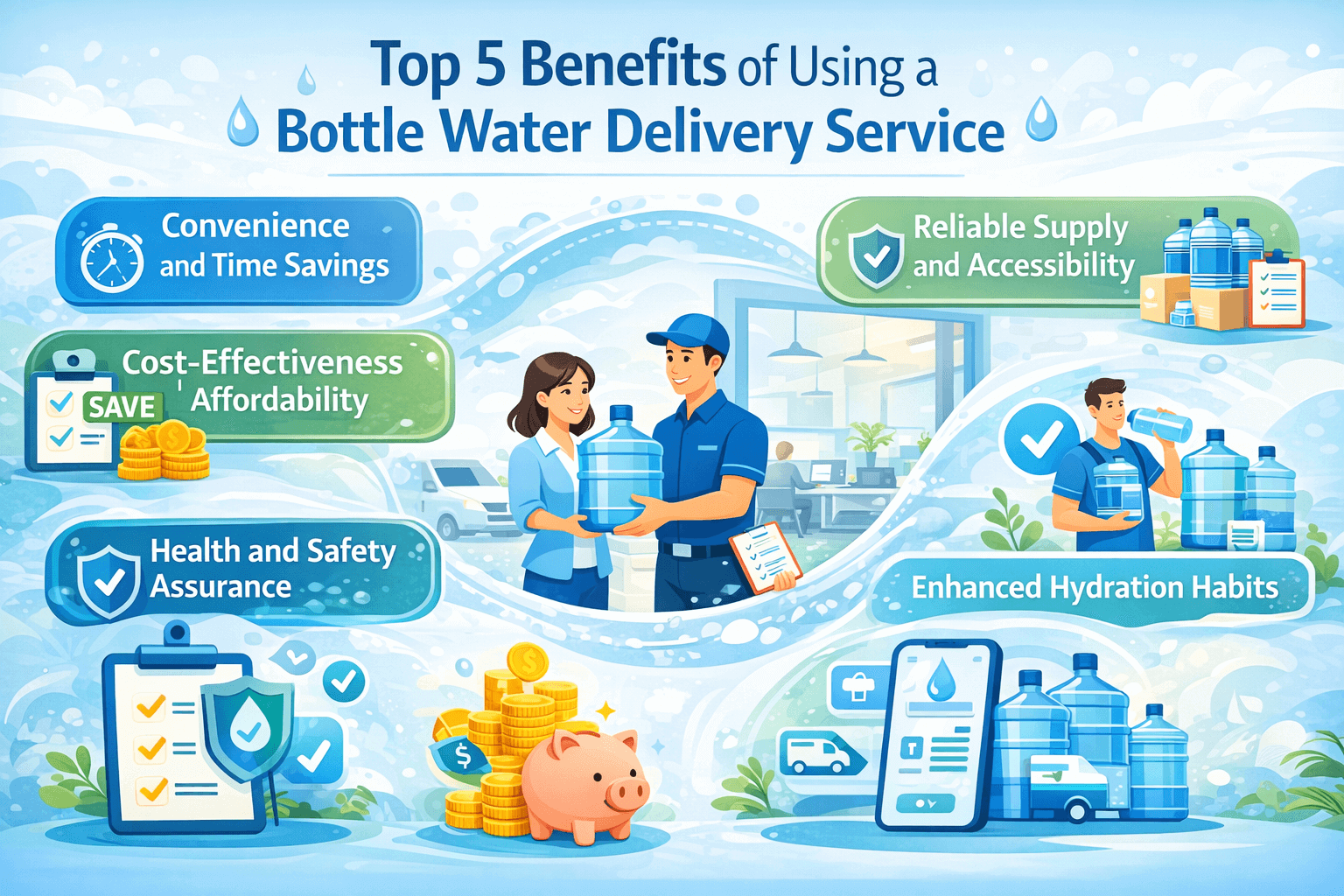 Top 5 Benefits of Using a Bottled Water Delivery Service