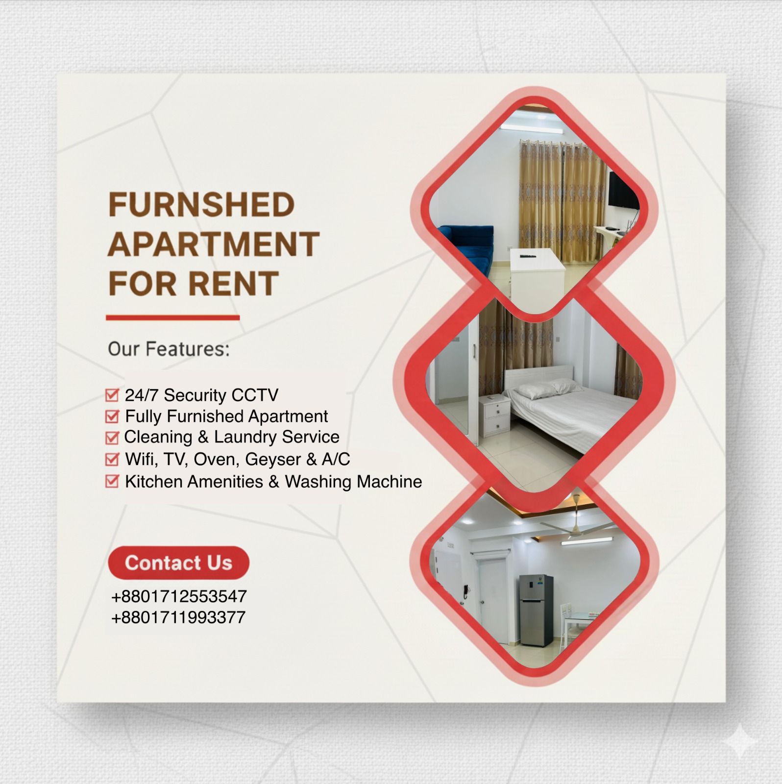 Furnished 2-Bedroom Flat for Rent in Baridhara – Ideal for Comfortable Short-Term Stays