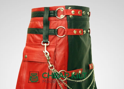 Red & Black Leather Fashion Kilt