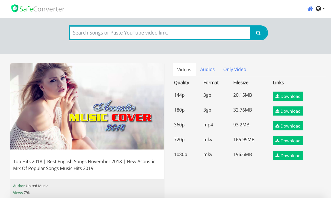 Convert YouTube video to mp3, mp4 in HD